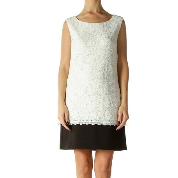 Laundry by Design Dresses & Skirts - Laundry by Design Black & White Color Block Lace Day Dress